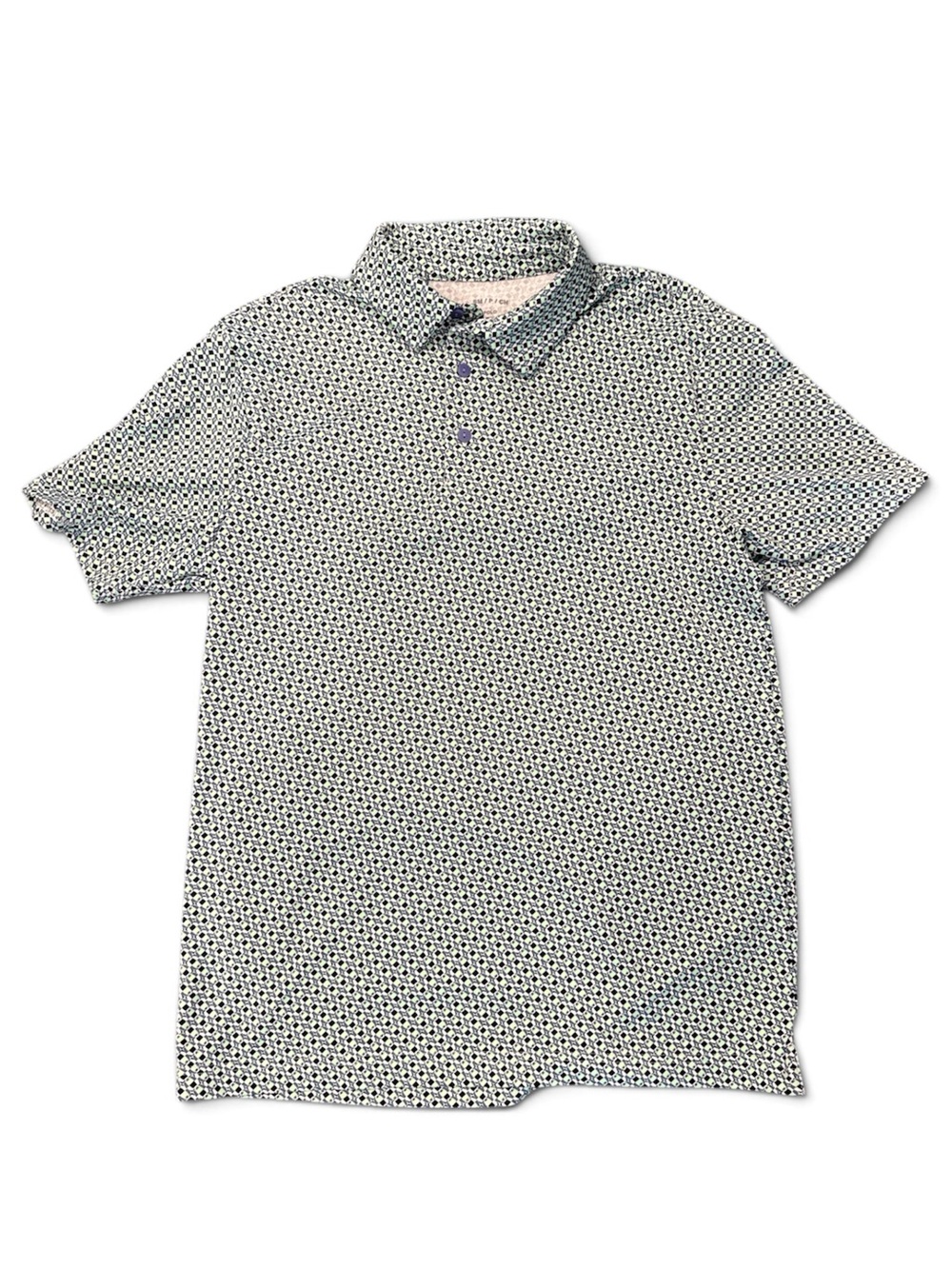 Under Armour Short Sleeve Polo in Green and Navy Geometric Print